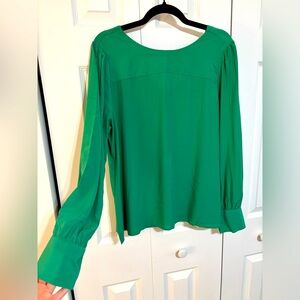 Button Back Green Blouse LOFT